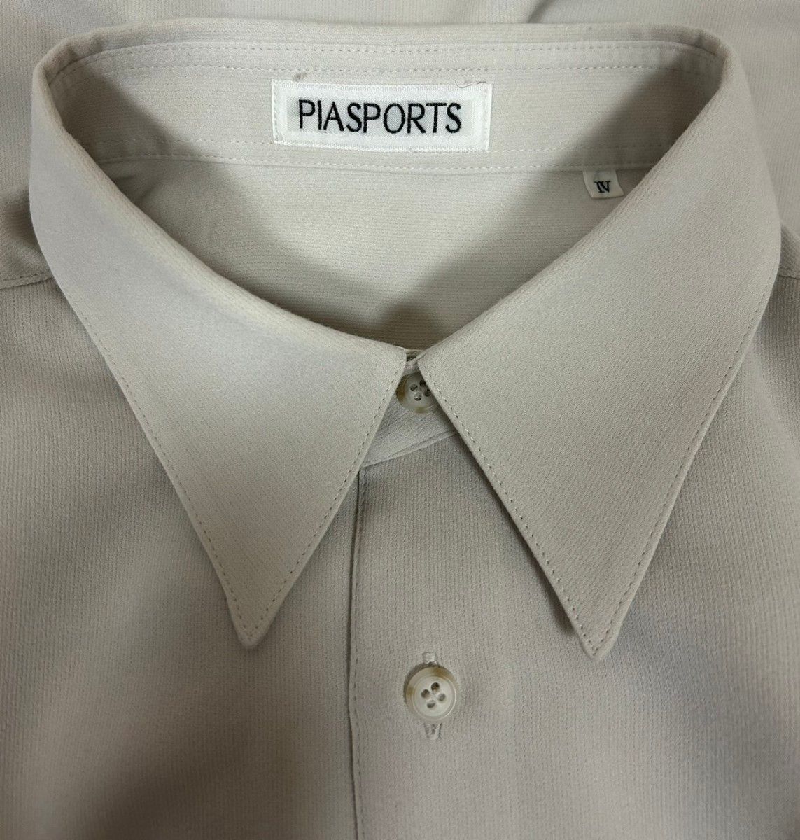 PIA SPORTS ピアスポーツ 日本製 刺繍 メンズ長袖シャツ ポリエステル100% ホワイト サイズ4 XLサイズ