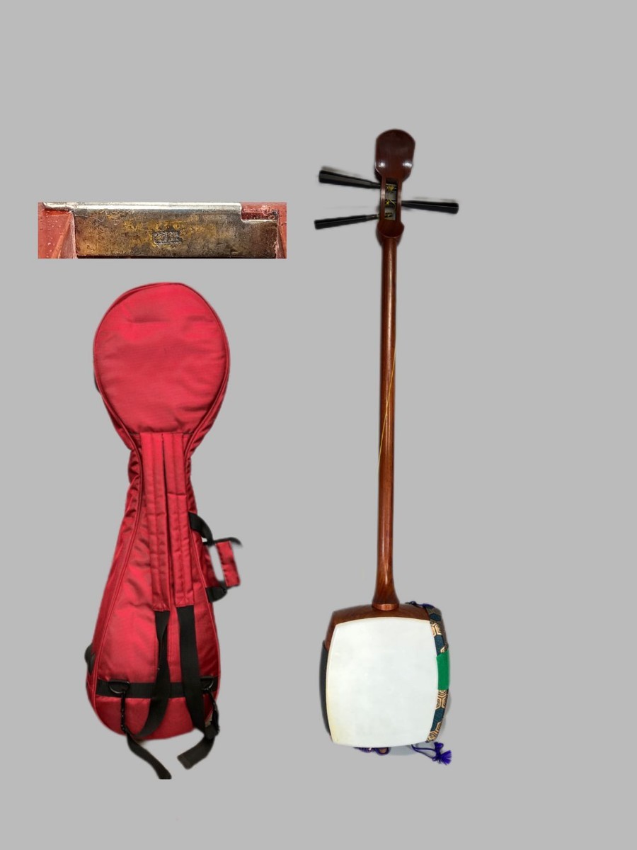 F0720 不明 津軽三味線 三味線 和楽器 弦楽器 長98cm 幅約20cm 下棹 2.8cm
