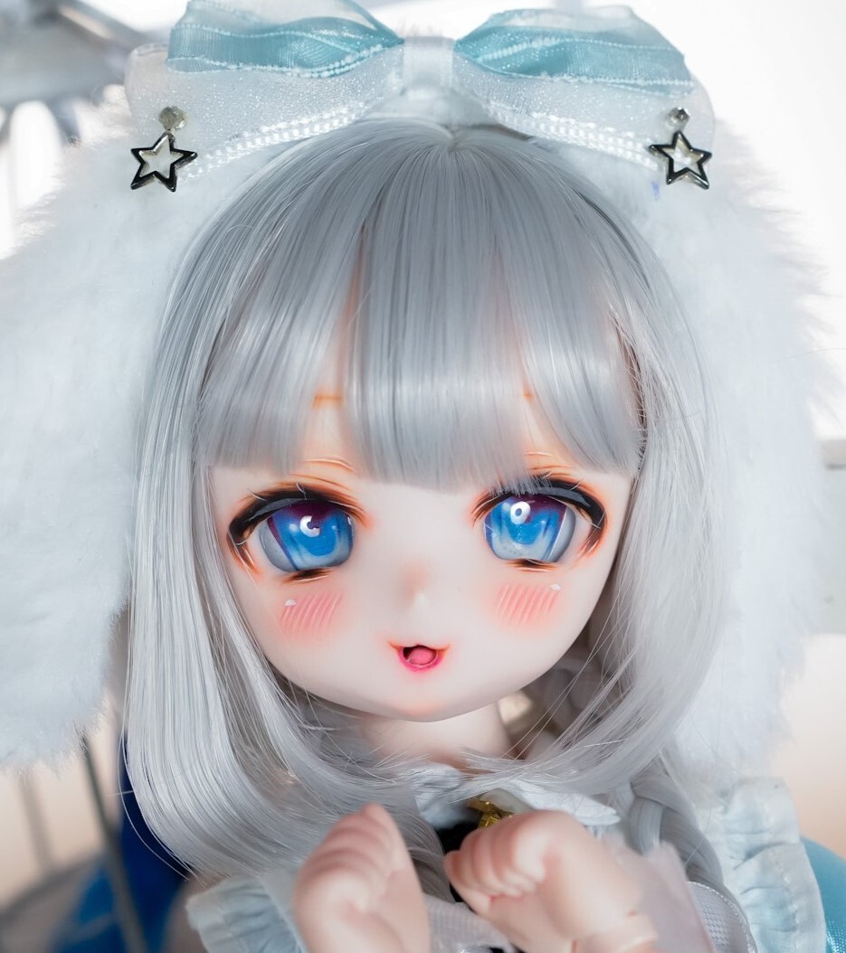 ＊きゃとろん＊DDH-01SW肌 ソフビ盛り開口カスタムヘッド ＋おまけアイ2種　ドルフィードリーム MDD 難あり