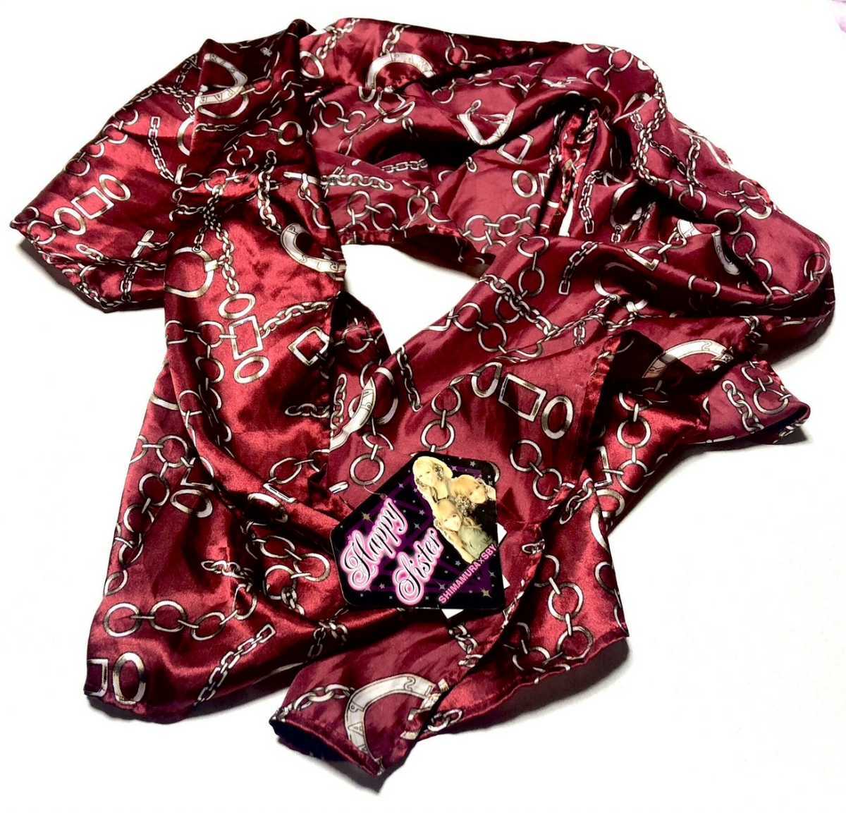  new goods chain pattern scarf SBY collaboration commodity red 165.x40.HAPPY SISTER rare stole also bandana rectangle stylish anonymity delivery free shipping 