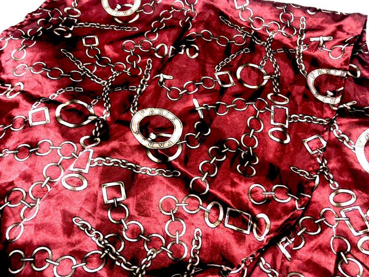  new goods chain pattern scarf SBY collaboration commodity red 165.x40.HAPPY SISTER rare stole also bandana rectangle stylish anonymity delivery free shipping 