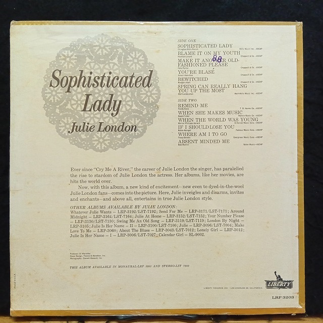 JULIE LONDON / SOPHISTICATED LADY (US-ORIGINAL)の画像2