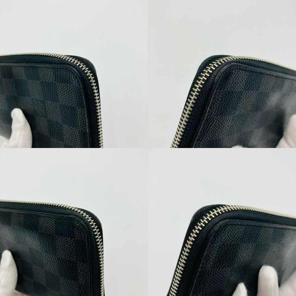 1円【極美品/箱付き】LOUIS VUITTON ルイヴィトン 長財布 ダミエ グラフィット ジッピーウォレット オーガナイザー 小銭入 ブラック メンズ_画像6