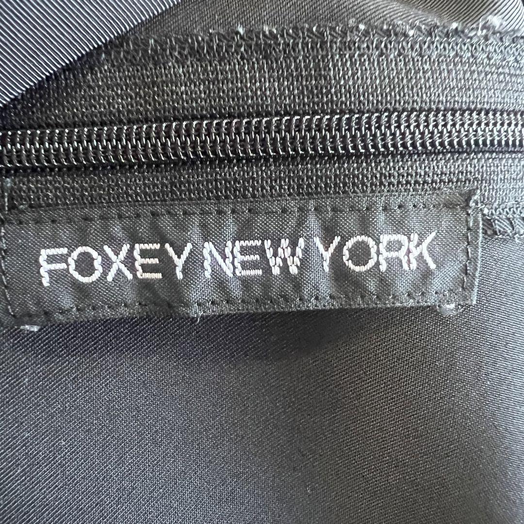 【美品】FOXEY NEW YORK フレアワンピース ブラック ノースリーブ フォクシーニューヨーク　M　黒　ロング丈