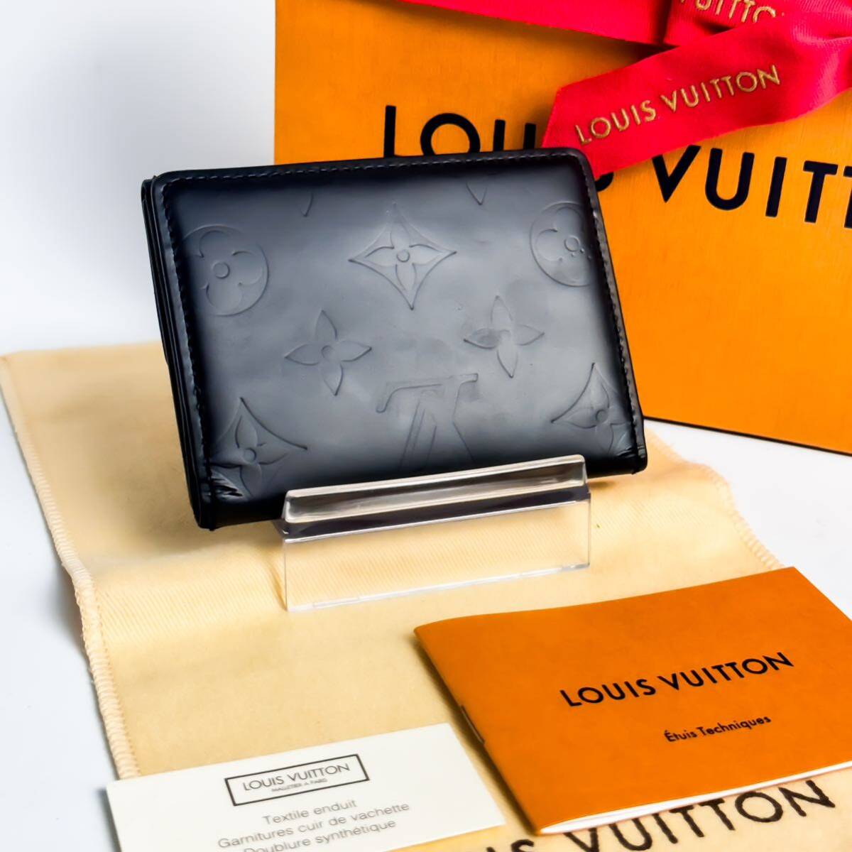 1円 極美品 LOUIS VUITTON ルイヴィトン ヴェルニ コインケース カードケースモノグラム ブラック 二つ折り長財布 _画像2