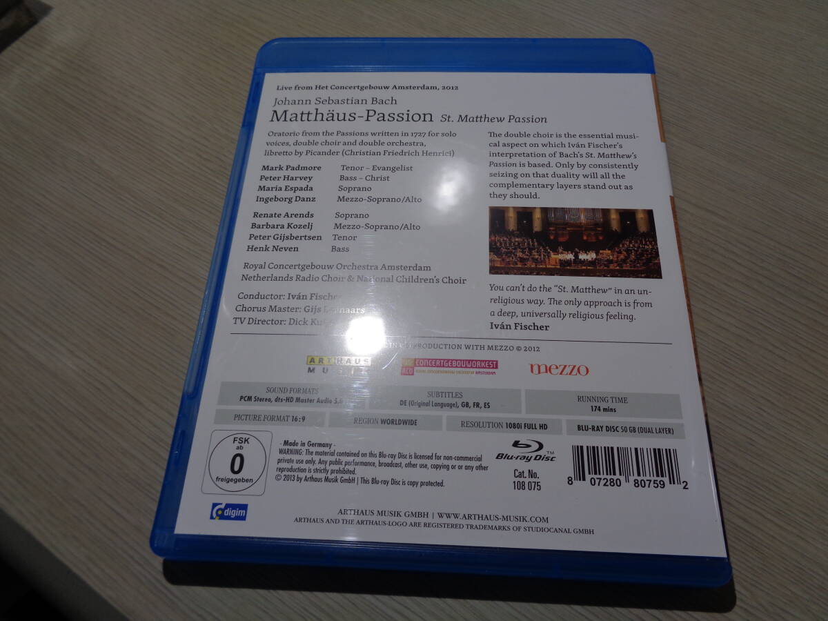 イヴァン・フィッシャー,IVAN FISCHER,ROYAL CONCERTGEBOUW AMSTERDAM/BACH:MATTHAUS-PASSION(LIVE 2012)(ARTHAUS:108 075 Blu-ray DISC_画像3
