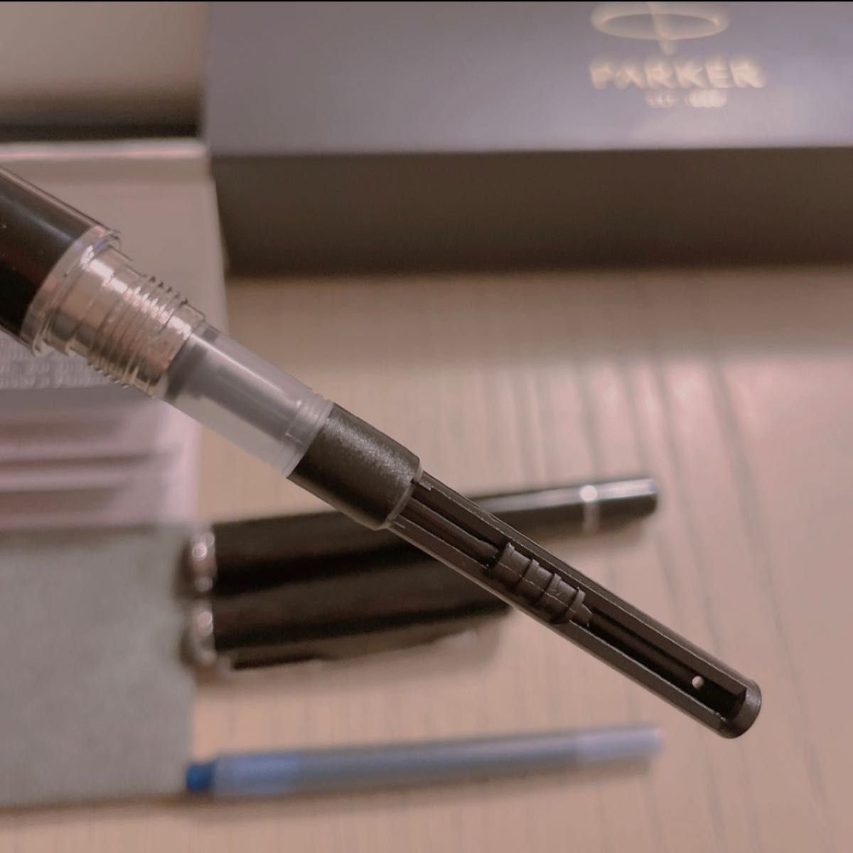 PARKER パーカー 万年筆 ブラック×シルバーコンバーター インク 付き