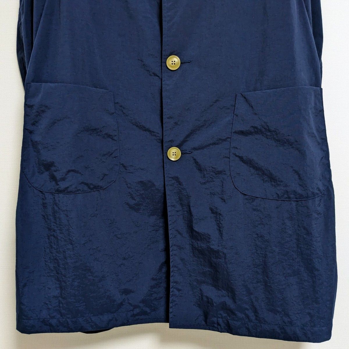 DANTON／トレンチコート　ナイロンタフタジャケット　ロング　スプリング　紺　34サイズ