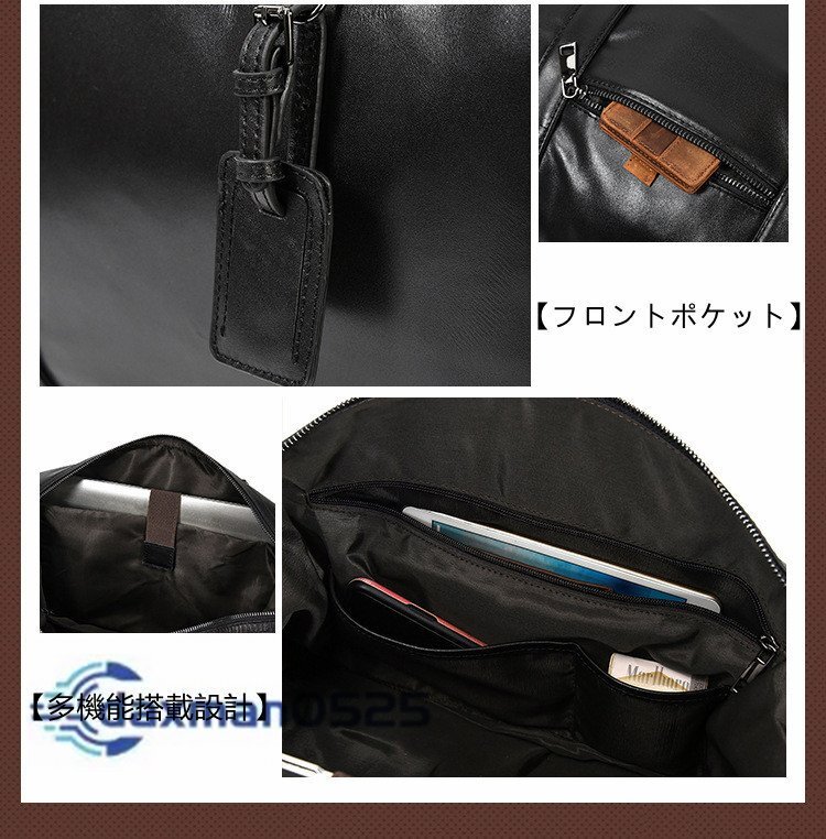 人気新品 レザー ボストンバッグ トラベルバッグ ショルダー バッグ 2WAY 本革 牛革 レザー メンズバッグ 旅行バッグ ブラック_画像9