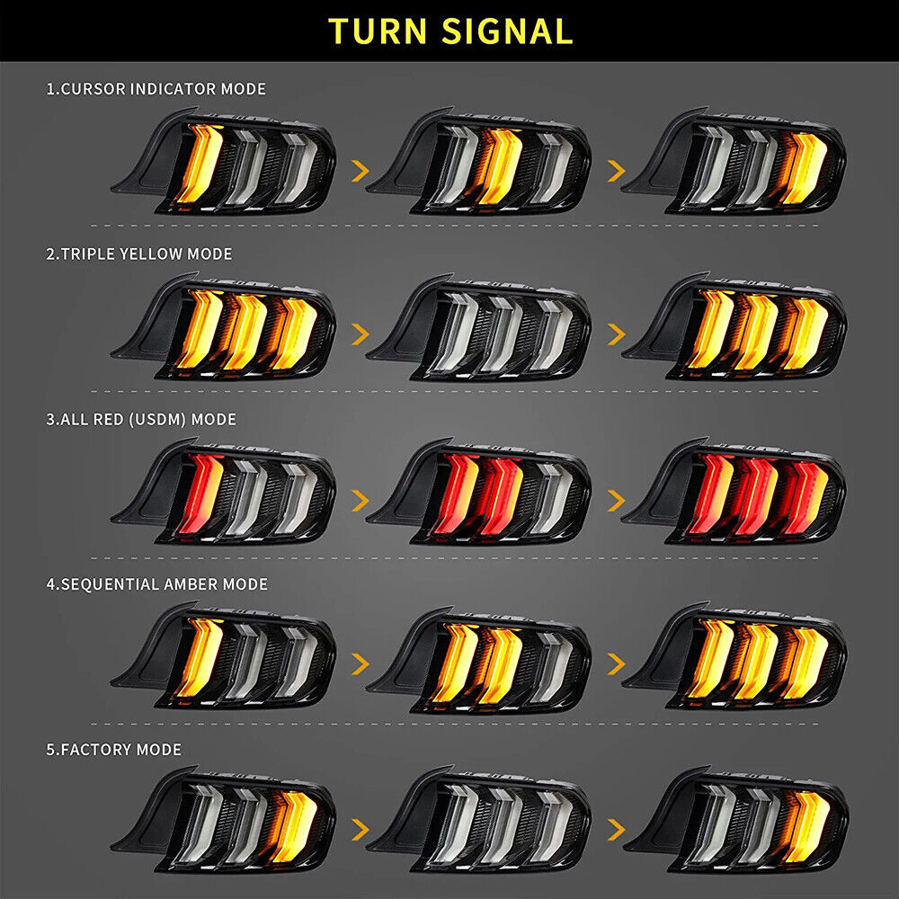 2015年UP フォード マスタング シーケンシャル 流れるウインカー テールランプ テールライト 予備件改善 5パターンモード D車 並行車対応_画像5