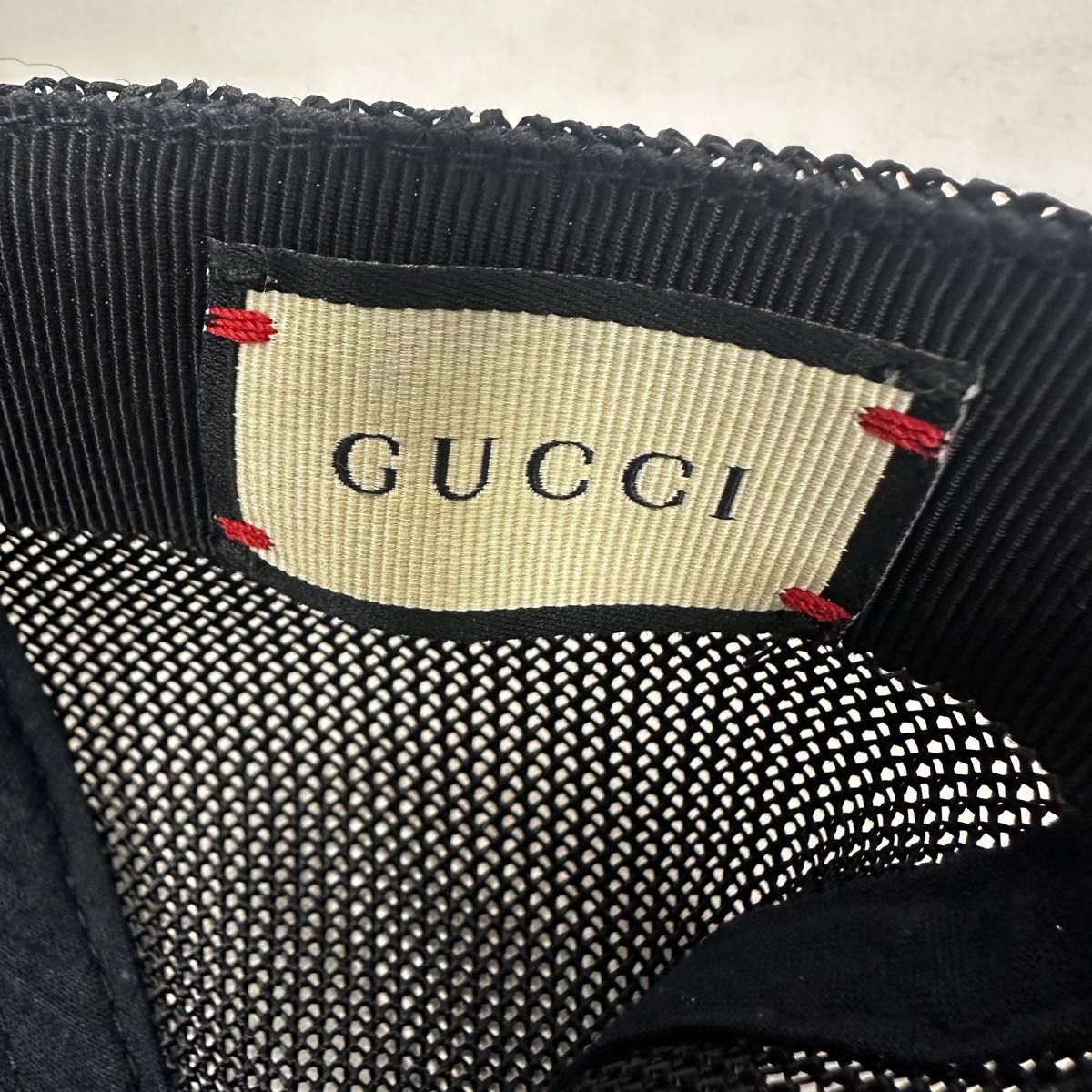 GUCCI グッチ レザーメッシュキャップ 426887 黒 ブラック Lサイズ