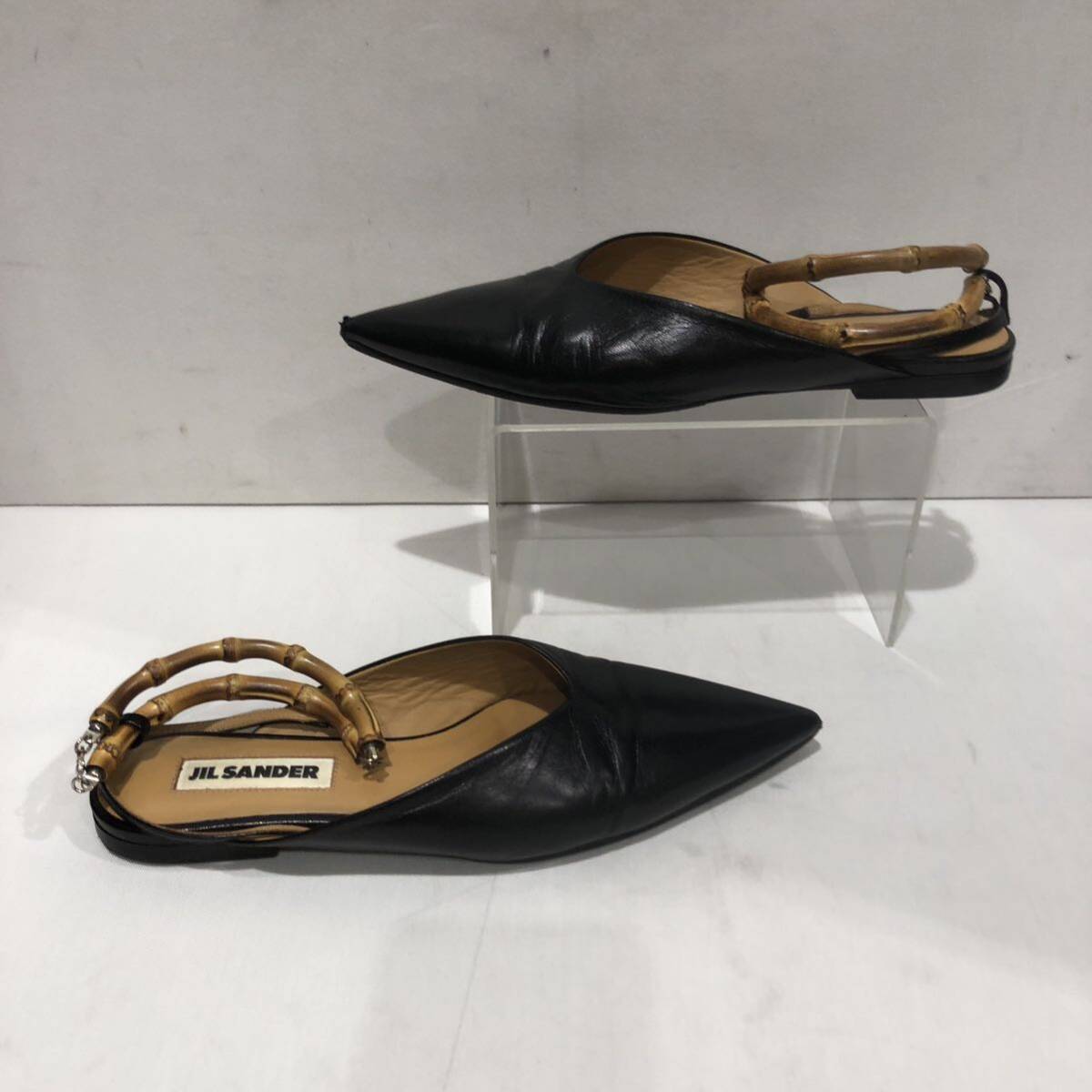 【JIL SANDER】ジルサンダー bamboo anklet sandals バンブーアンクレットサンダル ミュール レディース 35.5 レザー ブラック ts202403_画像6