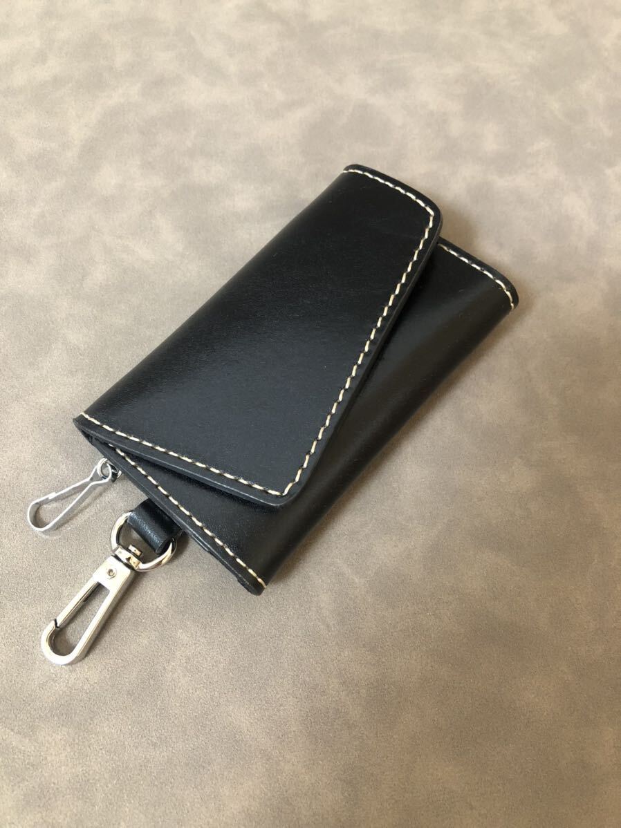  key case men's original leather 6 ream hook card inserting card slot attaching black 