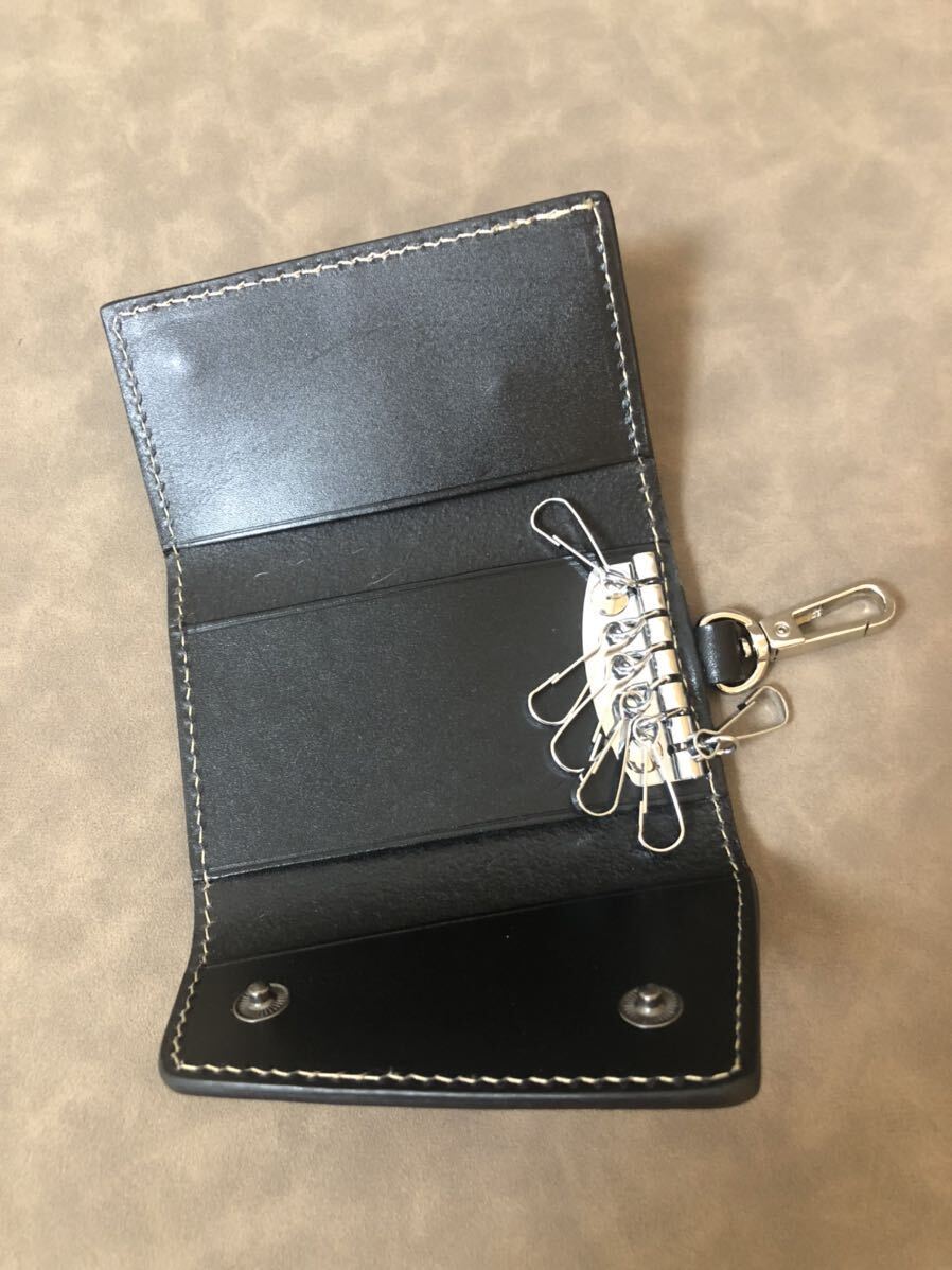  key case men's original leather 6 ream hook card inserting card slot attaching black 