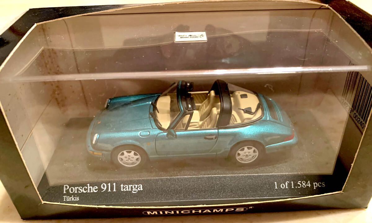 美品　ミニチャンプス　1/43ポルシェ964タルガ　ターコイズ　_画像1