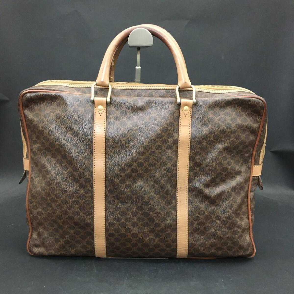 ER0229-3-3 CELINE Celine Macadam рисунок PVC кожа Brief сумка портфель ручная сумочка H26cm W40cm D7cm 100 размер 