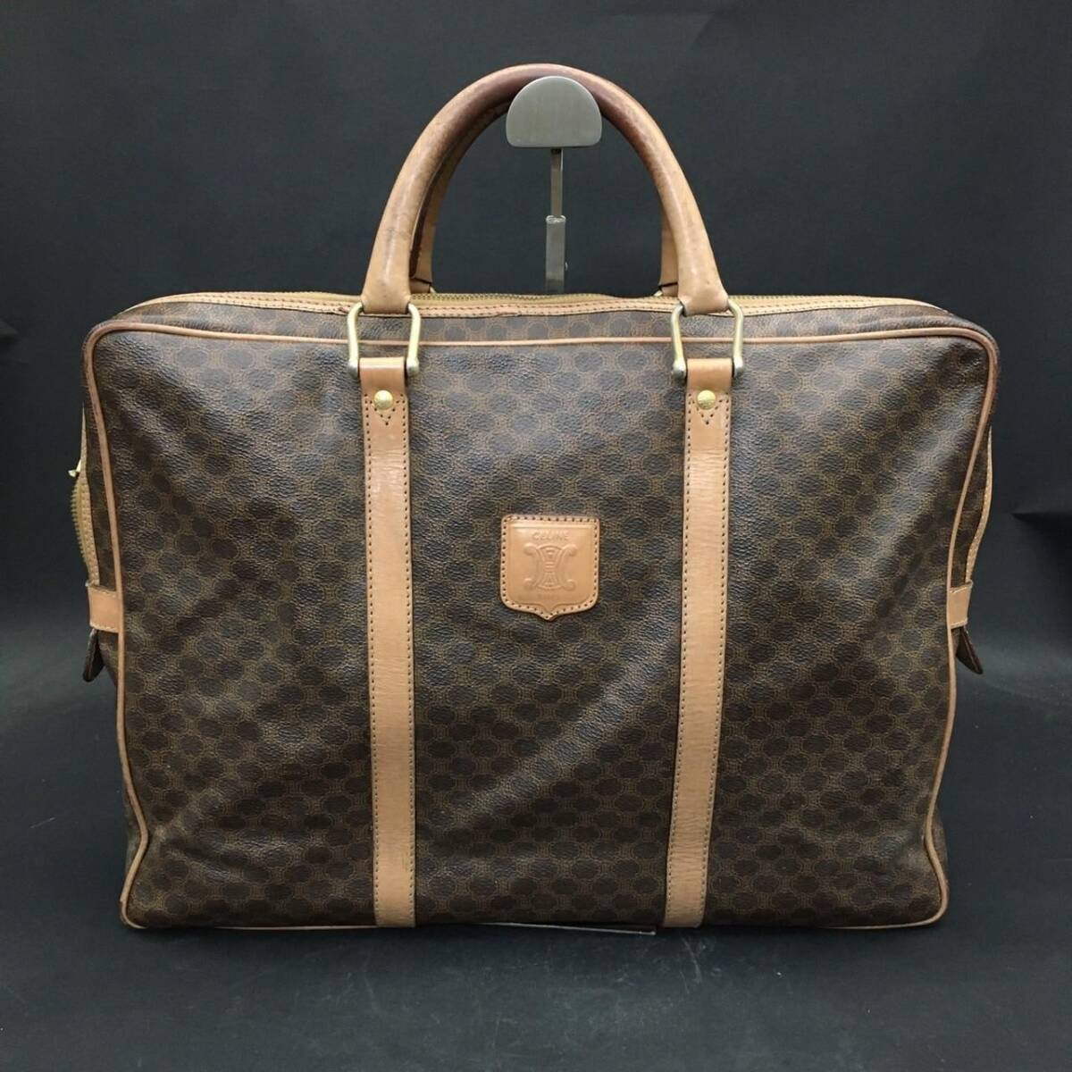 ER0229-3-3 CELINE Celine Macadam рисунок PVC кожа Brief сумка портфель ручная сумочка H26cm W40cm D7cm 100 размер 