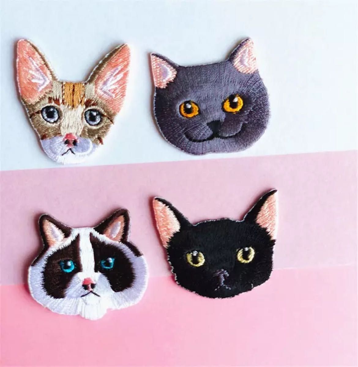 刺繍猫 ワッペン アップリケ ネコ パーツ アイロン接着 猫グッズ 猫 ねこ 手芸 手作り DIY 子供 可愛い 15種 セット