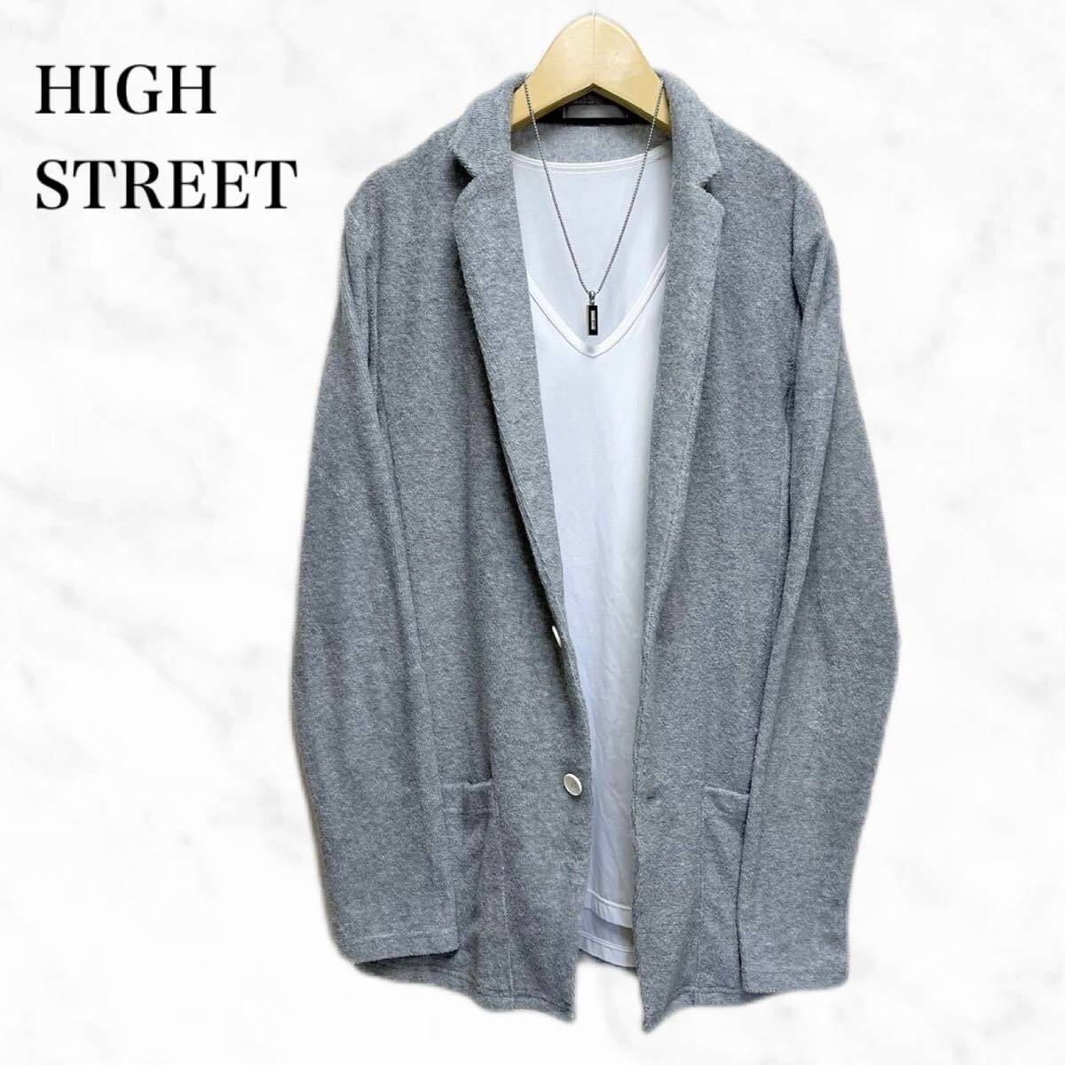 HIGH STREET テーラードジャケット　グレー　日本製　シンプル_画像1