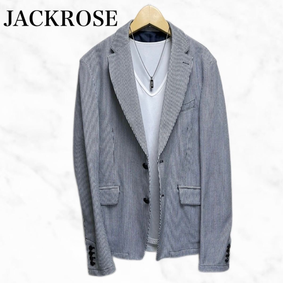 JACKROSE テーラードジャケット　ストライプ柄ジャケット　ヒッコリー_画像1