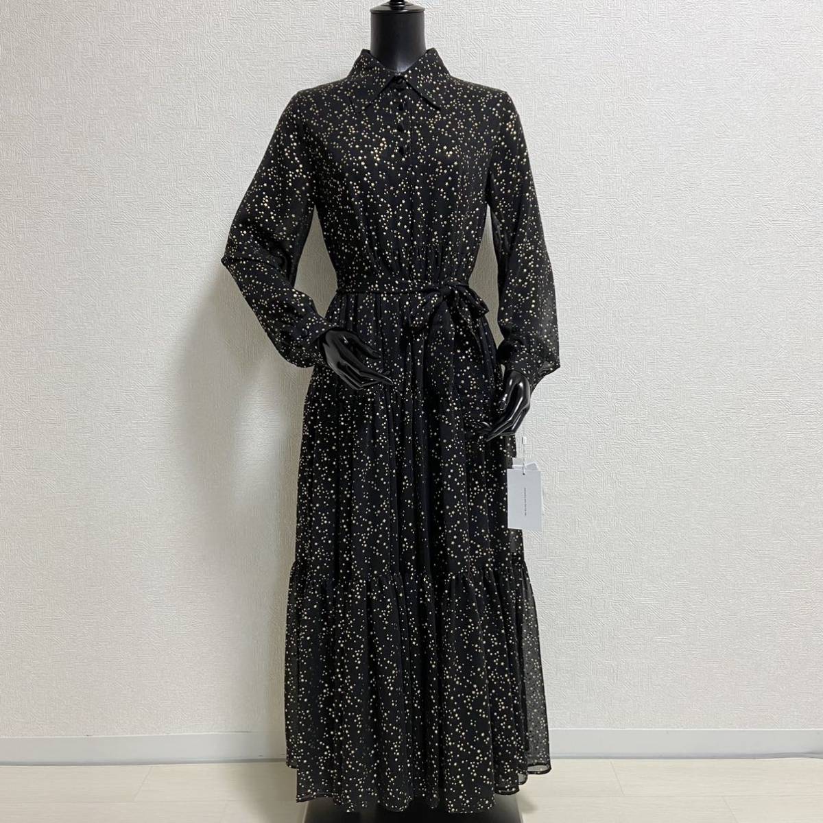 新品 AMERI VINTAGE シフォンレース スター ロングドレスワンピース