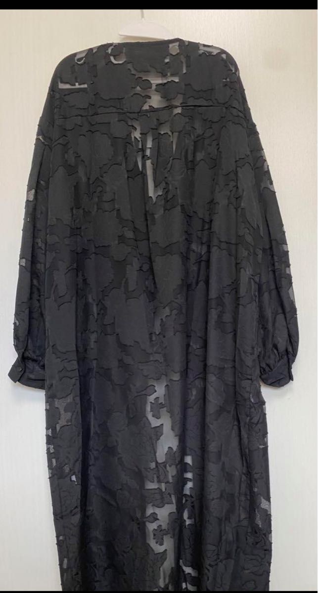 最終価格　ジュノア JUNOAH 春夏シャツ　シアージャガードレースロングシャツ ブラック　冷房対策　匿名配送　新品未使用品
