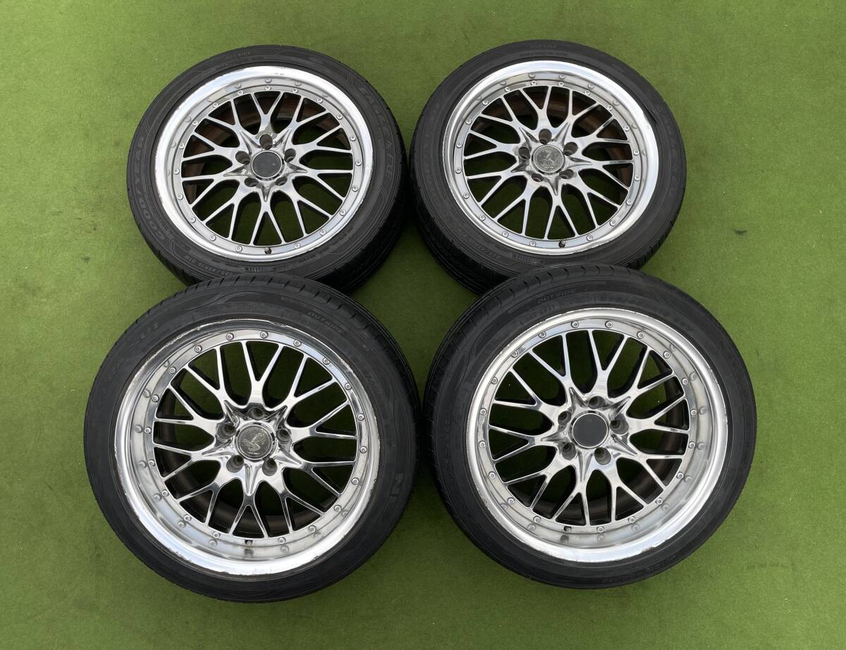 ◆ 希少！ MESH LOCK SMICE ロックスミス 当時物 ◆18x7.5J+42/8.5J+38/PCD:114.3/5穴◆4本セット.スカイライン、シルビア、チェイサー 等の画像1