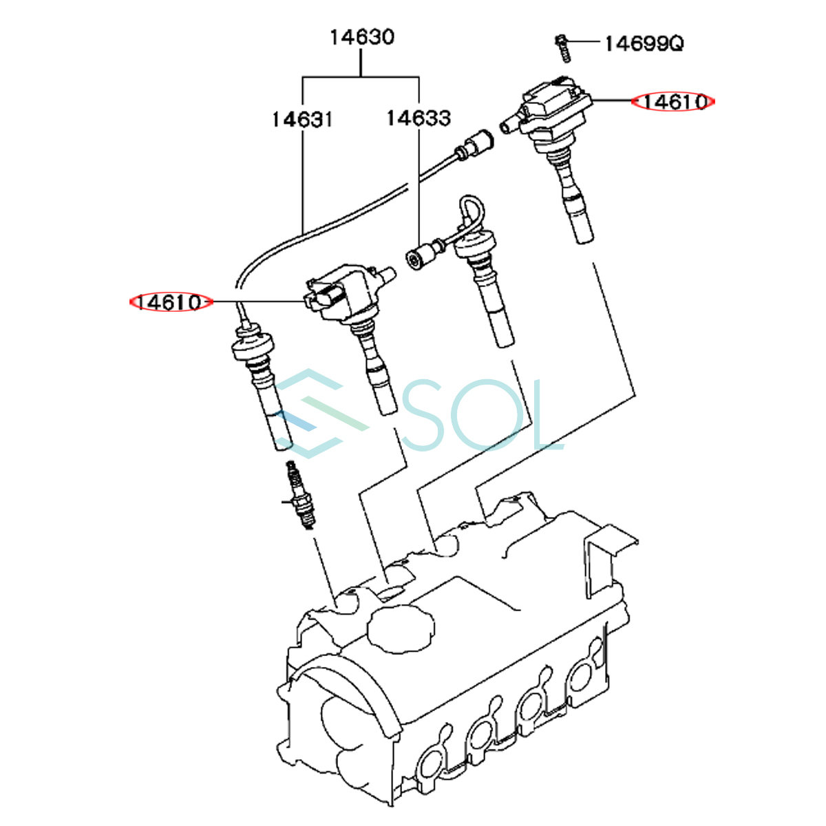 三菱 パジェロミニ(H51A H53A H56A H58A) タウンボックス ワイド(U65W U66W) イグニッションコイル 2本セット 1台分 MD308914 出荷締切18時_画像3