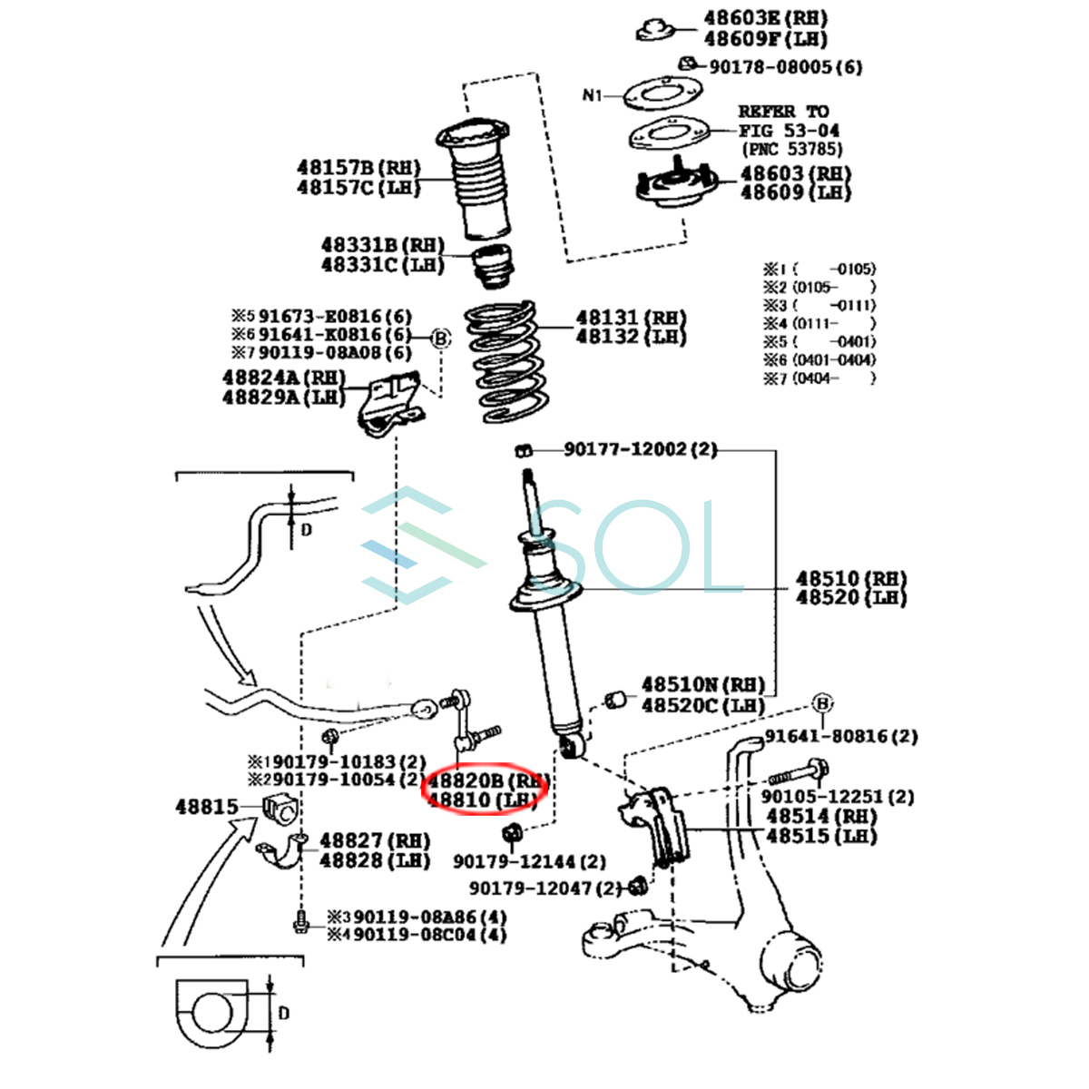  Toyota Mark 2(GX90 GX100 GX110 JZX90 JZX91 JZX101 JZX110 LX90 LX100 SX90) front stabi link nut attaching left right set 48820-22041