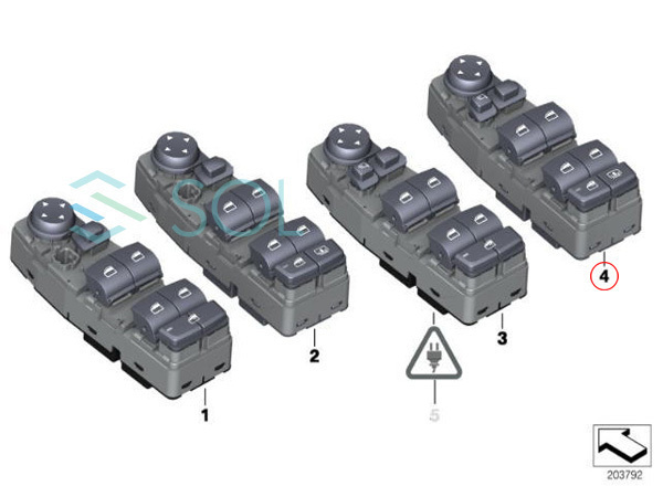 BMW F07 F10 F11 パワーウインドウスイッチ 運転席側 ドアミラー電動格納車用 523i 528i 535i 535iX 550i 550iX M5 61319241956_画像4