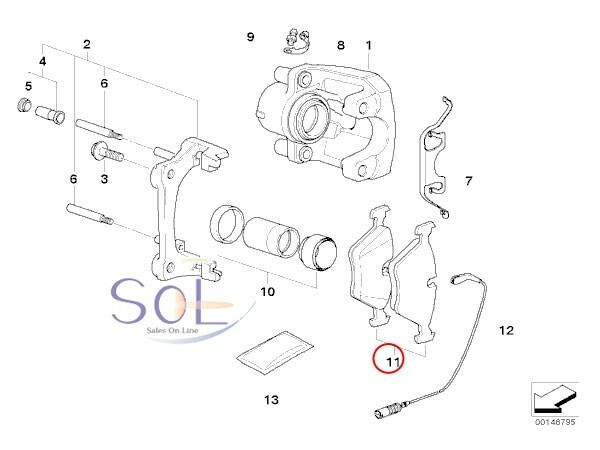 BMW E60 E63 E64 リア ブレーキパッド + パットセンサー セット 525i 530i 630i 34216763044 34356789493 出荷締切18時_画像2