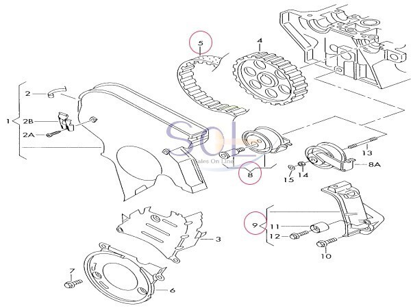 アウディ A3(8L1) TT(8N3 8N9) タイミングベルト ベルトテンショナー ガイドプーリー ウォーターポンプ ドライブベルト 5点セット_画像2