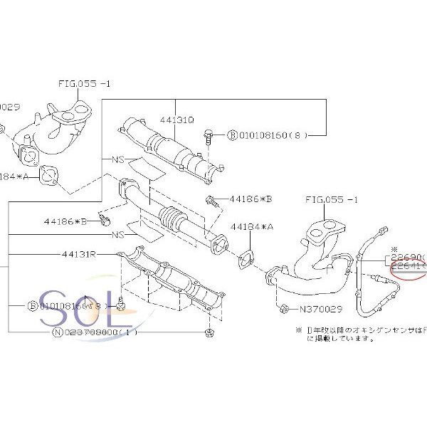 スバル レガシィ (BH5 BE5 BES) O2センサー AFセンサー フロント側 22641AA090 出荷締切18時_画像2