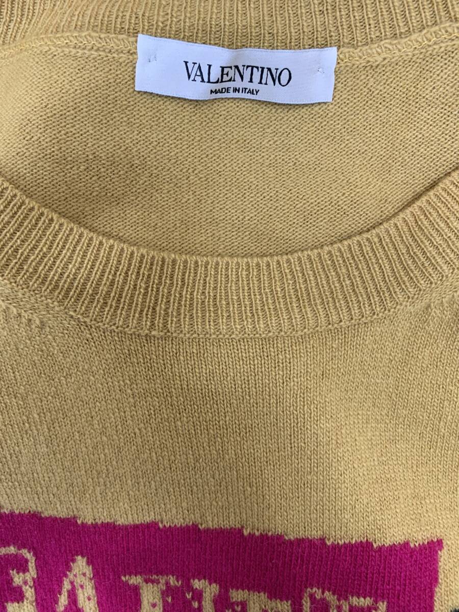 VALENTINO Valentino Logo thin knitted M yellow sweater regular goods 