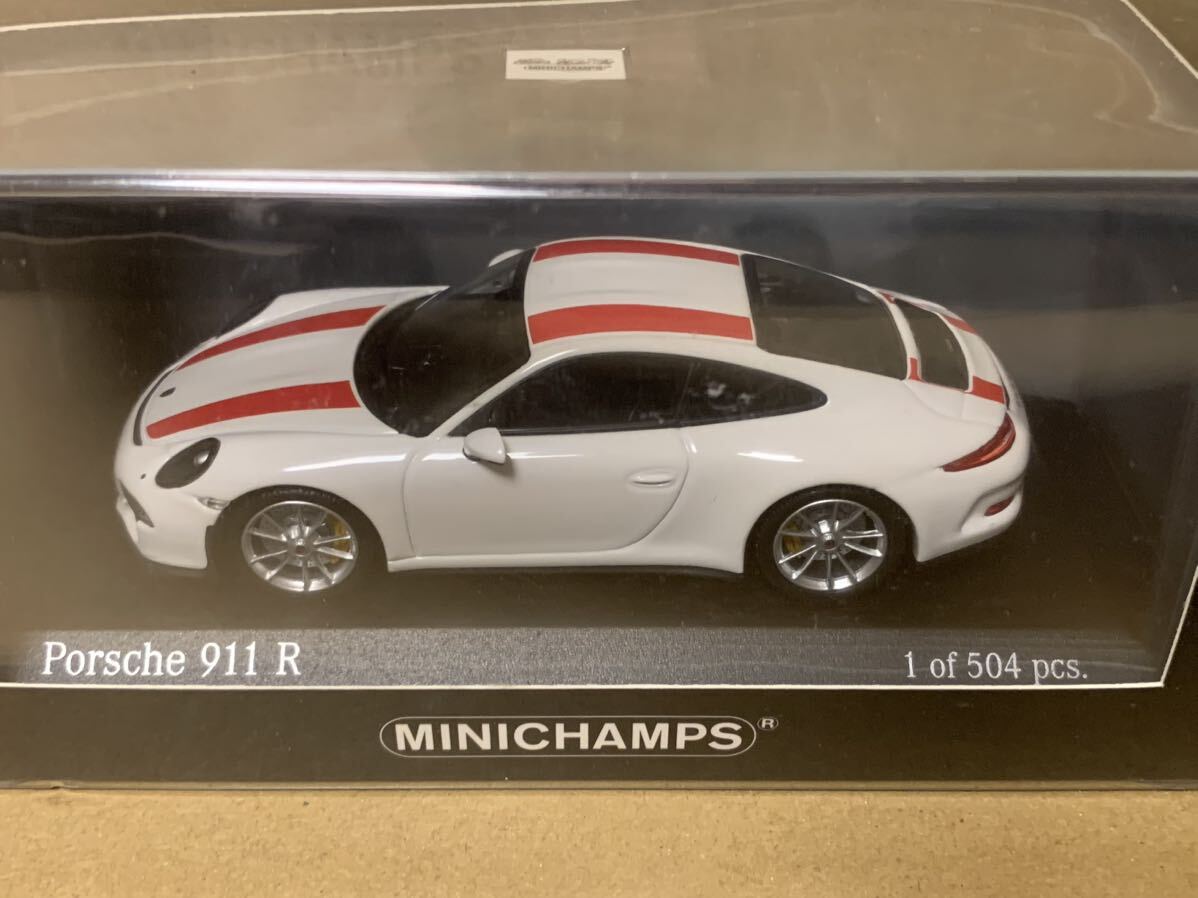 ミニチャンプス 1/43 ポルシェ 911 R 991.1 2016 ホワイト×赤ストライプ PMA 1/43 Porsche 911R White × Red Stripes_画像2