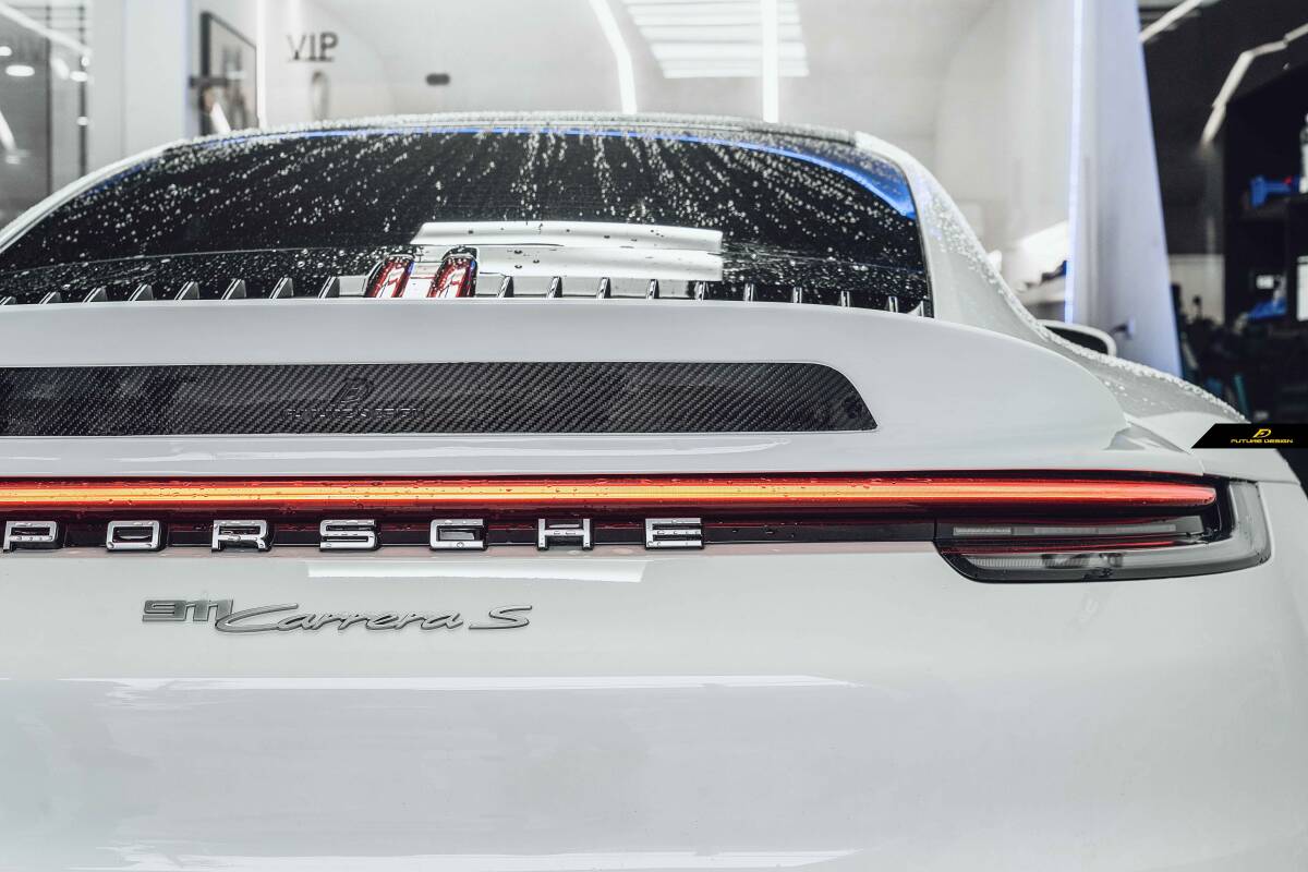 【FUTURE DESIGN 正規品】Porsche ポルシェ 911 992 Carrera リア スポイラー FRP カーボン Carbon ダック パフォーマンス カスタム エアロ_画像3