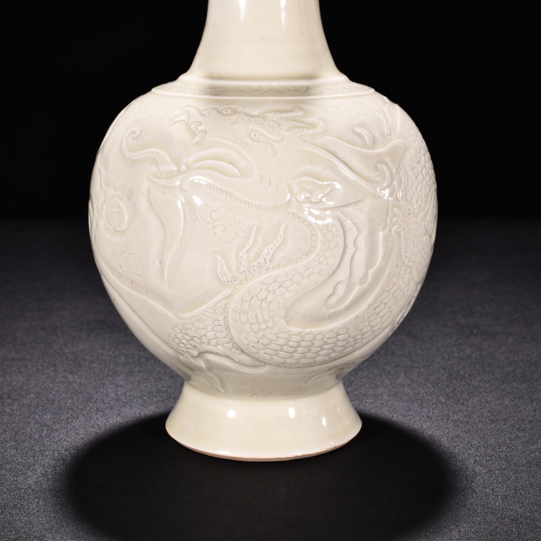 人気ブランドバ40代 定窯 刻龍文盤口瓶 官款 唐物 陶磁器 中国美術 工芸品 HB890 - 宋 宋