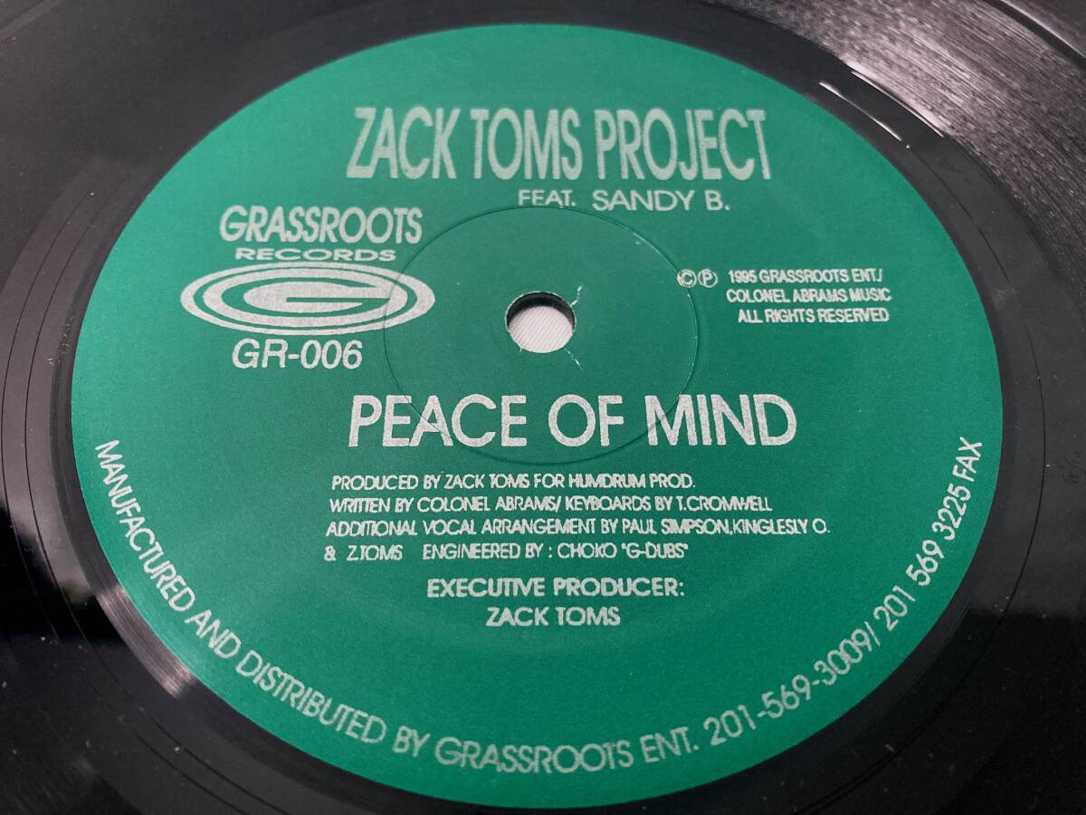 ZACK TOMS PROJECT FEAT. SANDY B. - Peace Of Mind【US盤/試聴検品済】90's/Electronic/House/Garage House/12inch シングル_画像4