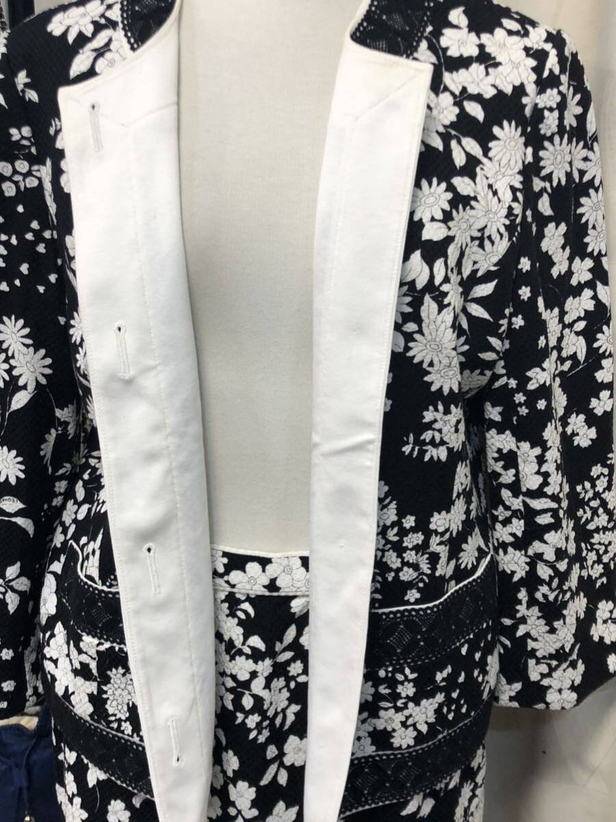 レオナール　セットアップ　スーツ　白黒　花柄　18680113_画像9