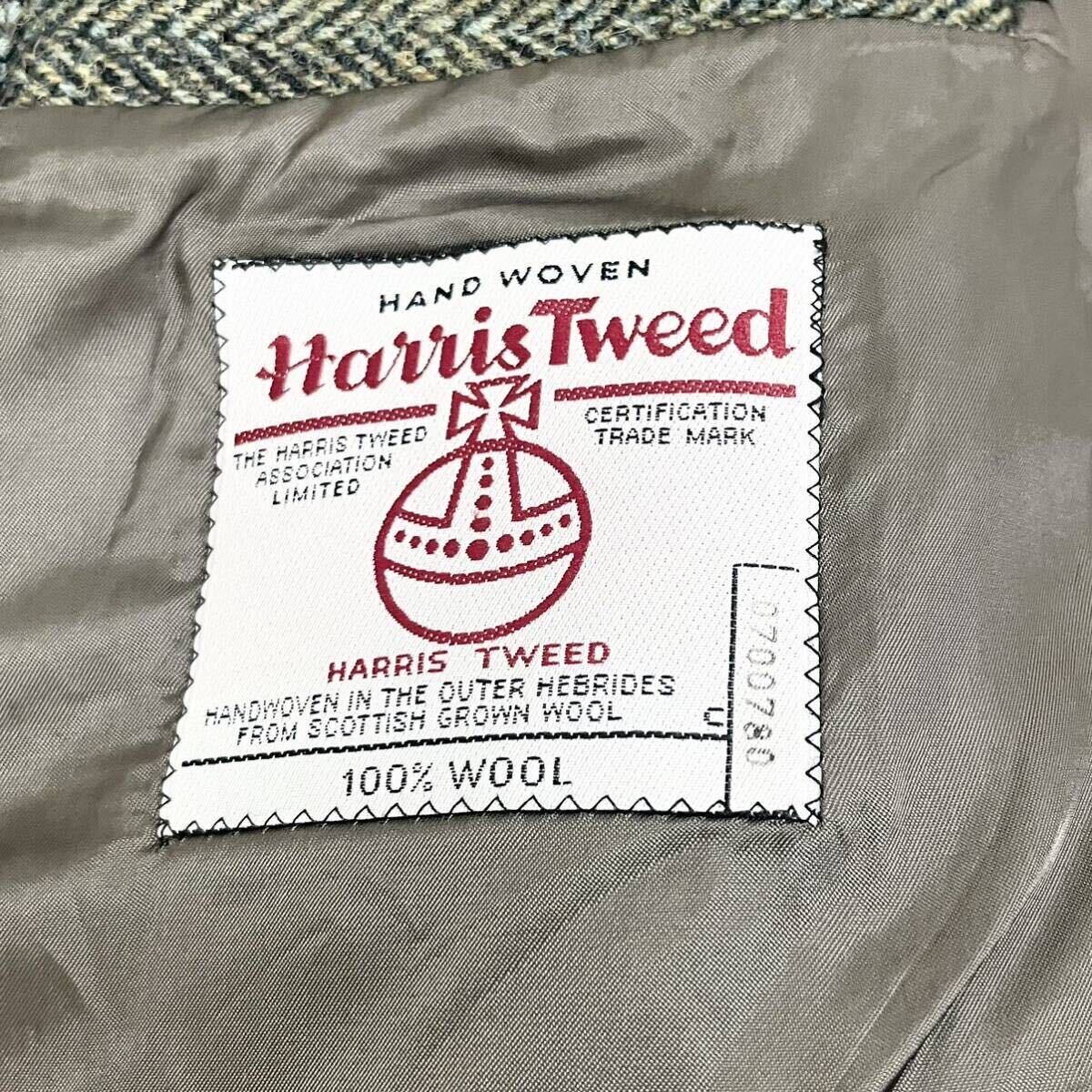 未使用タグ付き 希少XL位！ ハリスツイード Harris Tweed テーラードジャケット ニット切り替え ヘリンボーン アウター メンズ 紳士服 LL