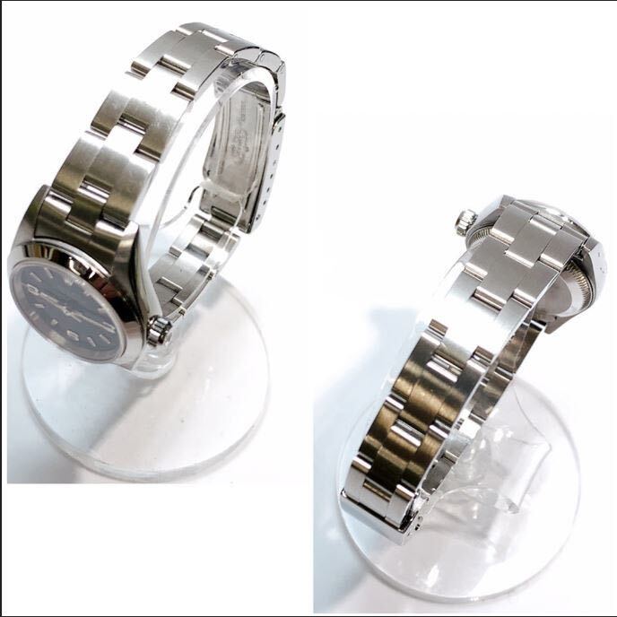 稼働品 ROLEX ロレックス OYSTER PERPETUAL オイスター パーペチュアル 黒 文字盤 自動巻き 本体 レディース 時計 腕時計の画像2