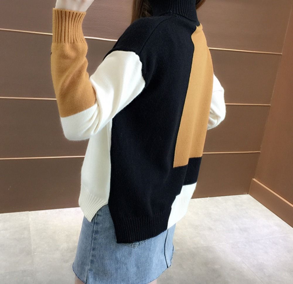 【春物】ニットセーター ハイネック お洒落 三色 トップス 韓国ファッション