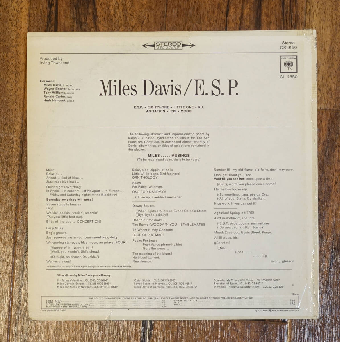 極美! US Columbia CS 9150 2EYES オリジナル E.S.P/ Miles Davis MAT: 1E/1B_画像2