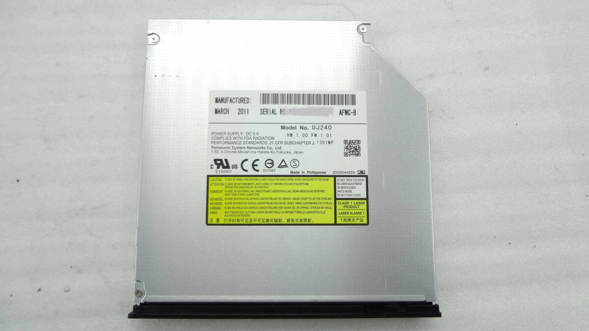 内蔵型スリムドライブ BD/DVD/CD対応 Panasonic UJ240 12.7mm厚 SATA 中古動作品(ｗ562)の画像1