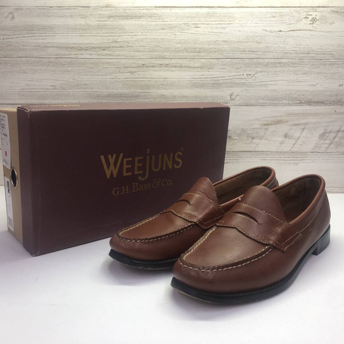 272-AR58) 現状品 G.H.BASS&CO WEEJUNS LOGAN TAN ジーエイチバス ローガン 10 28㎝ ブラウン 茶 ローファー ビジネスシューズ _画像1