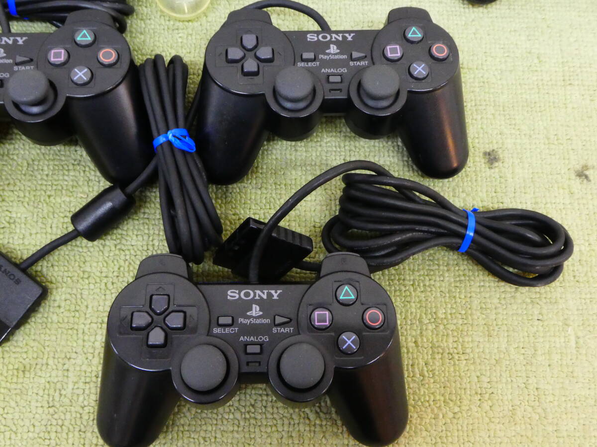 065-B34) 中古品 PS2 コントローラー まとめ売り 10点セット クリムゾン・レッド ブラック レモン・イエロー 他 動作OK ②_画像6