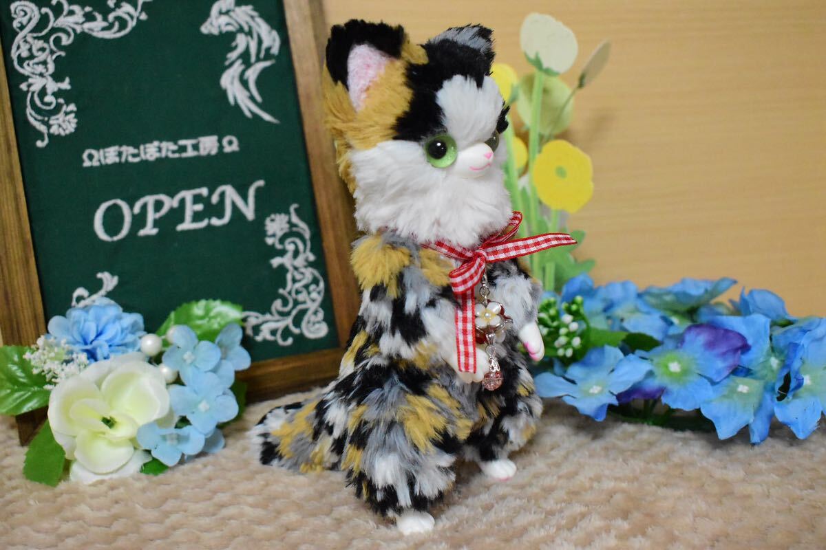 Ωぽたぽた工房Ω 三毛猫 ハート ハンドメイド アートドール ねこ 人形の画像7