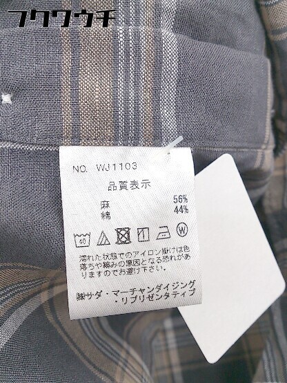 ◇ MAKER'S SHIRT KAMAKURA リネン混 チェック 長袖 シャツ サイズ37 14 1/2 グレー ベージュ ホワイト系 メンズの画像5