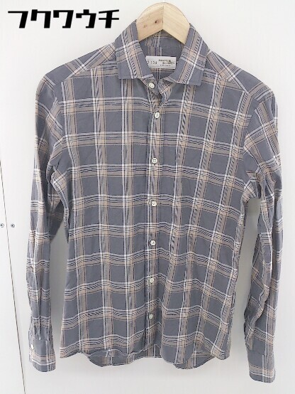◇ MAKER'S SHIRT KAMAKURA リネン混 チェック 長袖 シャツ サイズ37 14 1/2 グレー ベージュ ホワイト系 メンズの画像2