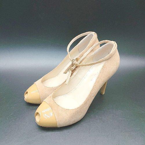 * CARINO open tu high heel adult ... clean . pumps size 24 Brown / yellow lady's E
